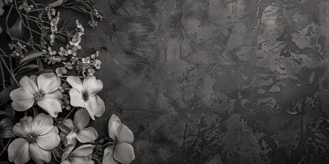 Black and white image of a floral arrangement, suitable for various design projects