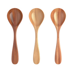Three wooden spoons on Transparent Background