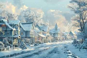 A picturesque winter scene, perfect for holiday themes