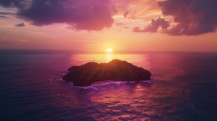 A beautiful island in the middle of the ocean at sunset. Perfect for travel and nature concepts - Powered by Adobe
