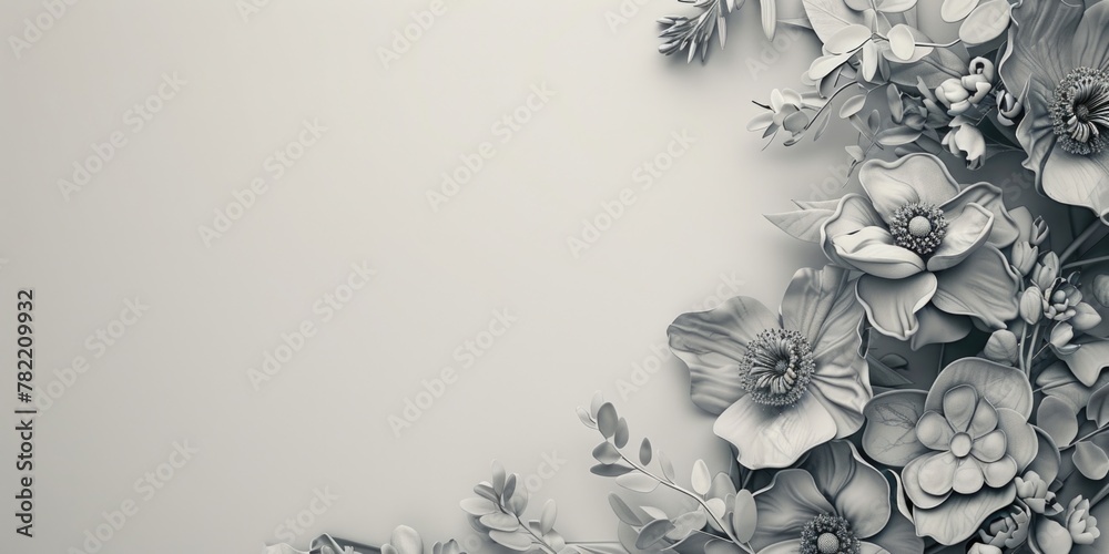 Poster simple black and white image of a flower arrangement, suitable for various design projects