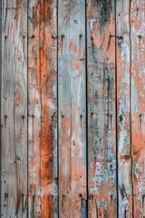 Close-up of weathered wooden wall with peeling paint. Perfect for background or texture use