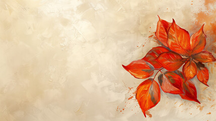 Oil painting of a fall leaf background image with a blank space
