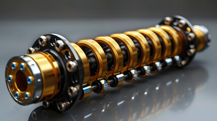 Closeup of flexible springs, car shock absorbers, suspension coil