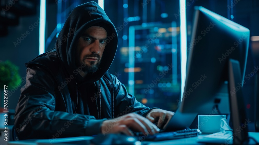 Poster a computer user is alerted that the system has been hacked due to a cyber attack on the network. dat
