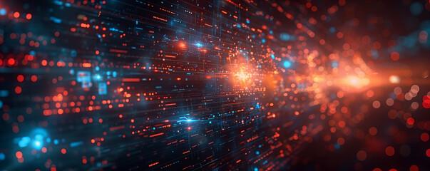 Header. Technology-themed background with futuristic elements and digital interface graphics, symbolizing innovation and progress in the digital age. Website, banner, design