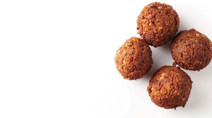 Close-up of four food balls on a white background. Great for food blogs or recipe websites