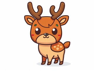 This adorable deer inspired by Japanese anime is a vector art sticker design perfect for D game graphics with a clean white background, Generated by AI