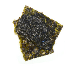 Crispy nori seaweed isolated on white background. Japanese food nori. Dry seaweed sheets. - 782211520