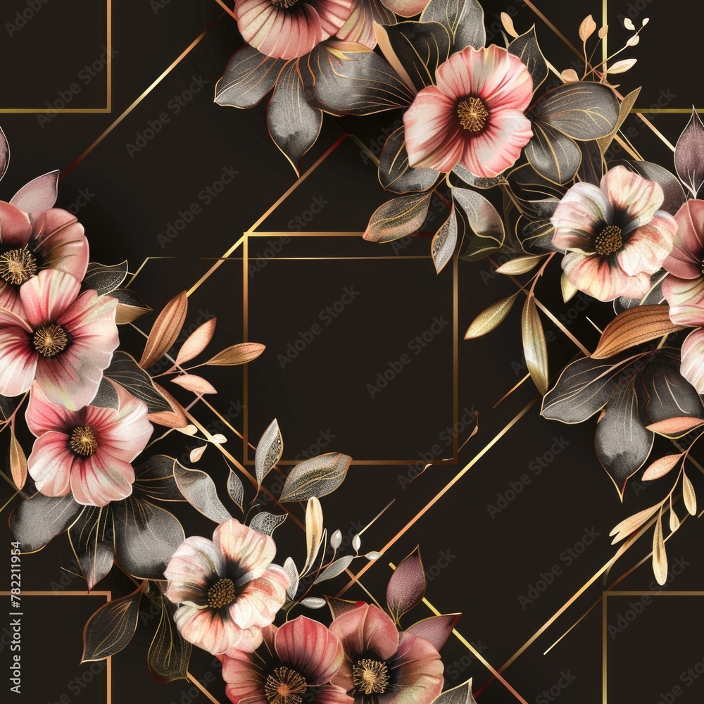 Poster Elegant floral background with a touch of gold, perfect for adding a touch of luxury to your design projects