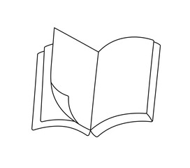 Vector isolated one single open book with sheets paper  colorless black and white contour line easy drawing