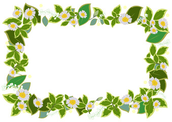 緑の葉っぱと花のベクターフレーム