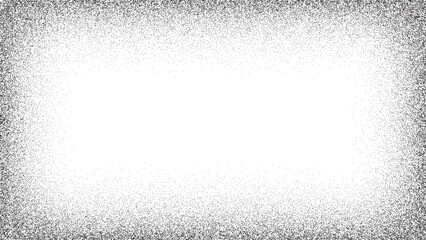 Noise rectangular grain frame gradient. Dot texture effect. Stipple grunge background. Vector pattern template.
