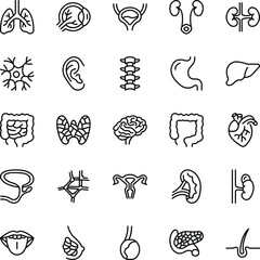 Human Organs Outline Vector Flat Icons Pack
