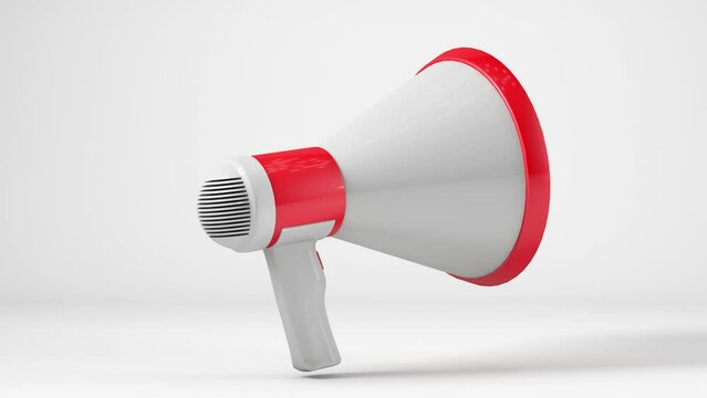 A red and white microphone with a red button on top