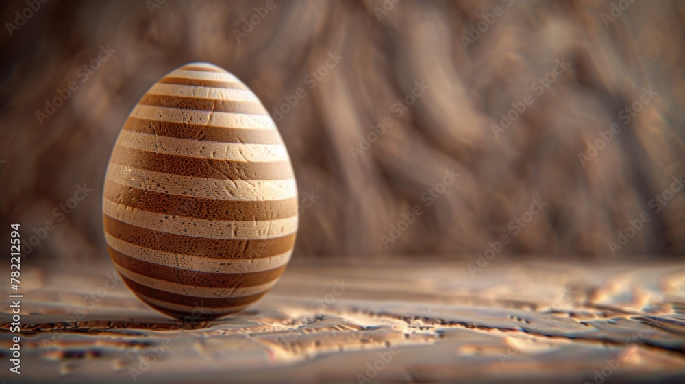 Poster a wooden egg resting on a table. suitable for various themes