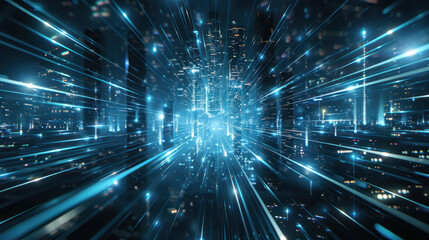 Obraz premium Futuristic Cityscape With Lines and Lights