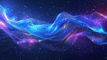 Blue and Purple Wave With Stars