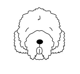 Vector isolated one single Sheepdog dog head face muzzle mask colorless black and white contour line easy drawing