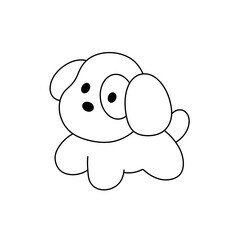 Vector isolated little puppy dog toy colorless black and white contour line easy drawing