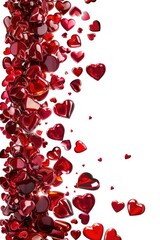 Red hearts falling from the sky, perfect for romantic concepts