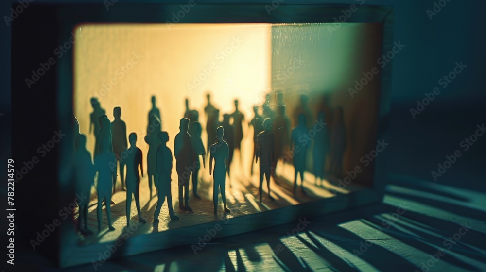 Aufkleber shadow of a group of people in a shadow box. suitable for business concepts