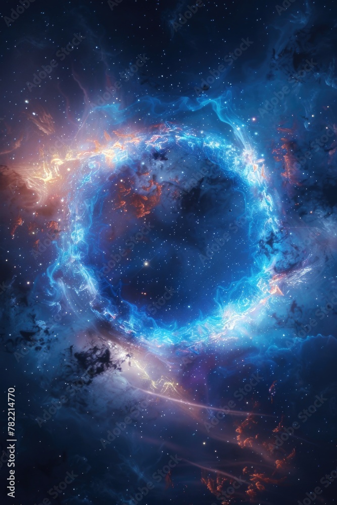 Aufkleber a blue ring floating in outer space. suitable for science fiction themes