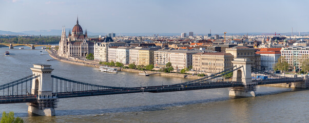 Hungarian Parliament Building and Szechenyi Chain Bridge