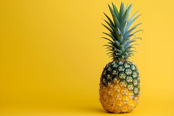 Pineapple on vivid yellow background