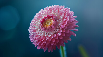 close up of pink bellis flower