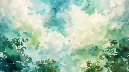 Fototapeta na wymiar Abstract Watercolor Cloudscape, Serene Pastel Sky, Artistic Background with Copy Space