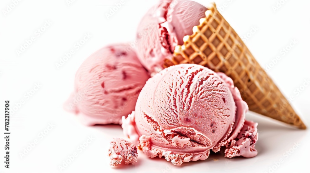 Aufkleber white background with ice cream in a waffle cone