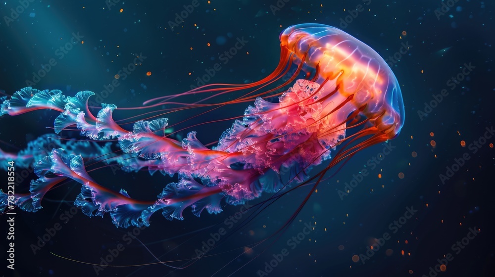 Aufkleber a jellyfish floating in the water with a shining light. suitable for marine-themed designs
