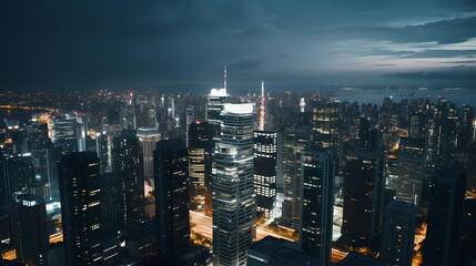 Night view of modern city commercial office building