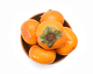 Slice persimmon isolated on white background