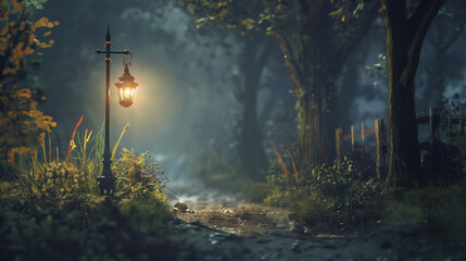 path with lantern.
