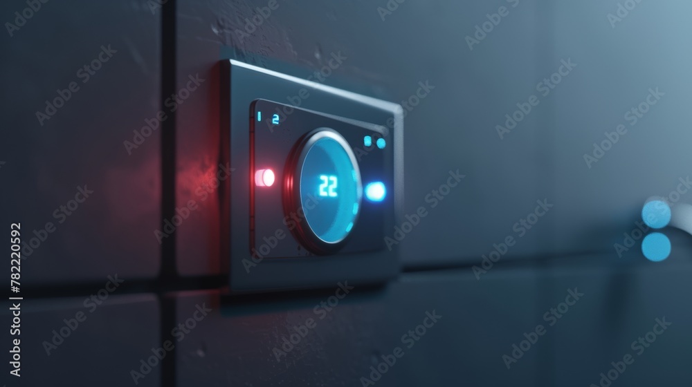 Poster 3d illustration showing the control panel of a smart home system.