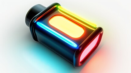 Flashlight icon on white background with neon colors.