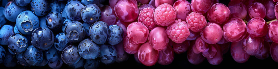 Vibrant Blueberries, Raspberries, and Blackberries Assortment on Dark Background