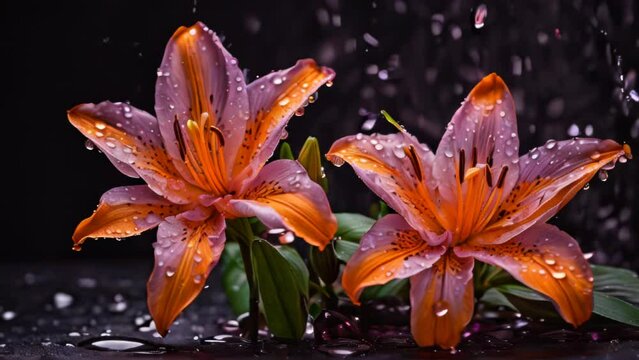 Floral background with orange lilies