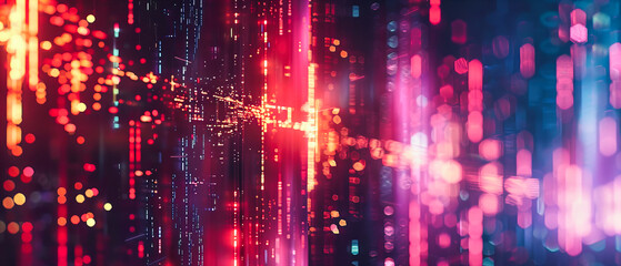 Digital Cyberspace Network, Futuristic Technology and Science Concept, Blue Light Abstract Background
