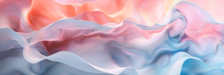 Flowing colors of blue and pink on a silky texture - A vibrant image featuring flowing waves of pastel blue and pink hues on a soft, silky textured background - obrazy, fototapety, plakaty