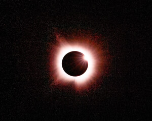 Obraz premium Ring around the sun during solar eclipse totality as seen from Echo Bluff State Park, Eminence, Missouri, on April 8, 2024