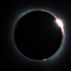 Ring around the sun during solar eclipse totality as seen from Echo Bluff State Park, Eminence, Missouri, on April 8, 2024