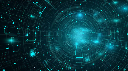 A digital abstract background with a blue circle