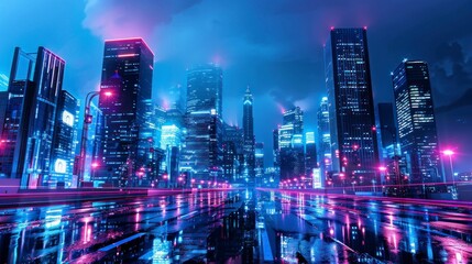 Fototapeta na wymiar neon futuristic city
