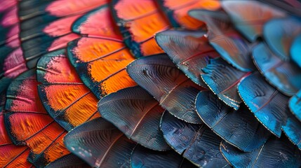 Vibrant macro texture of butterfly wings in detail