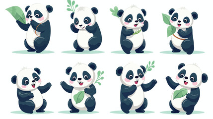 Adorable panda set. Cute cartoon Chinese bear baby