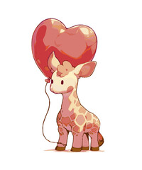 Lovely Giraffe Heart Balloon Whimsical Charm