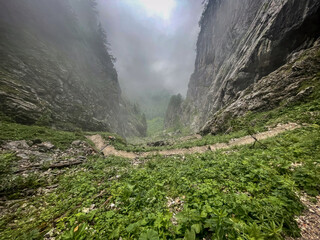 Hike path though the Berchtesgadener Saugasse 